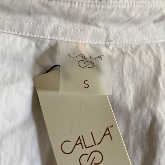 CALIA White Collared Oversized Drop Bottom Shirt/Top - Picture 3 of 11